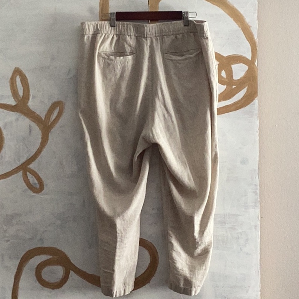 Old Navy Pants Womens XL Beige Linen Blend Pull On Straight Taper Pockets - Picture 4 of 6